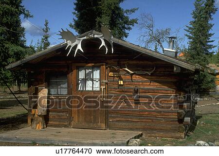 Address Cabin Canada Territory Yukon Log Stock Image