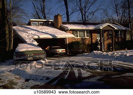 Stock Image - alexandria, car, home, winter, house, family. Fotosearch