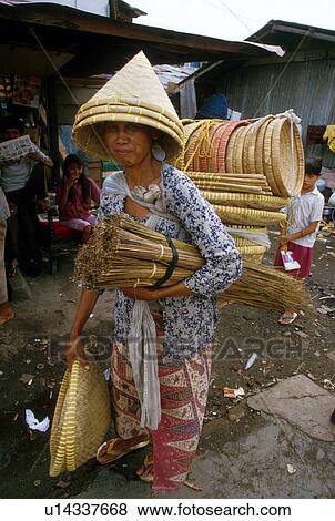Stock Photo - basket, person, brush, indonesia, 3256, people. Fotosearch