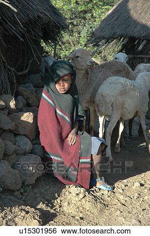 Stock Photograph - bilbala, girl, village, ethiopia, person, people. Fotosearch