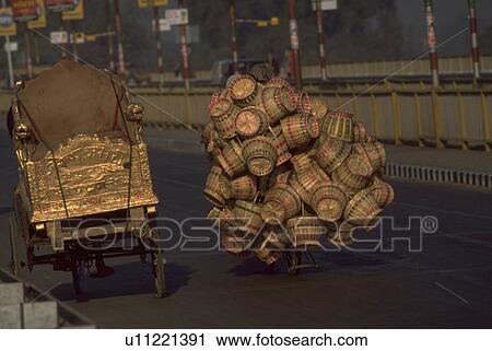 Stock Image - bridge, baskets, concrete, bicycle, covering, cluster. Fotosearch
