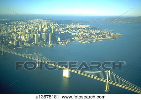 Stock Image - bridge, view, bay, francisco, san, aerial. Fotosearch