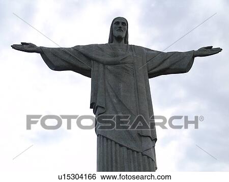 Stock Photograph - christ, people, statue, brazil, person, tree. Fotosearch