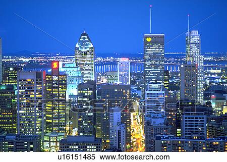 Stock Photography - city, cityscape, lights, canada, montreal, night. Fotosearch