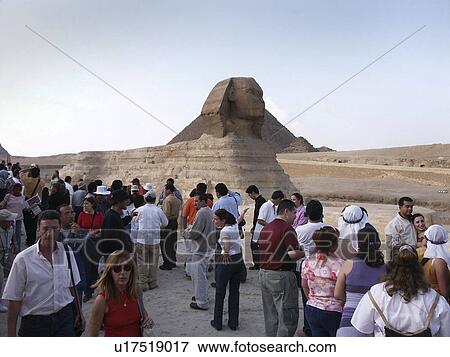 Stock Photo - country, tourists, 2002, giza, sphinx, egypt. Fotosearch