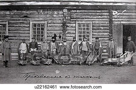 Stock Image - crew, vintage, work, russia, person, people. Fotosearch