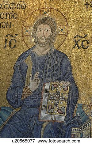 Stock Photo - enthroned, person, christ, mosaic, turkey, people. Fotosearch