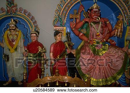 Stock Photo - hindu, colored, seen, frescos, statuettes, brightly. Fotosearch