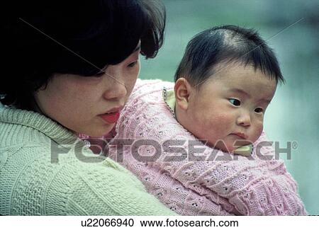 Stock Image - infant, chines, kid, child, mother, asia. Fotosearch
