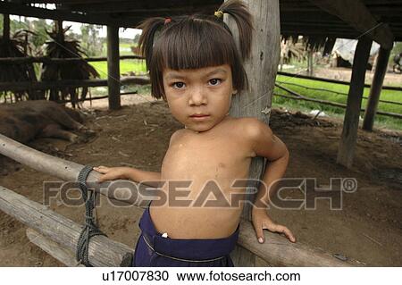Stock Image - kampong, girl, cambodia, person, child, people. Fotosearch