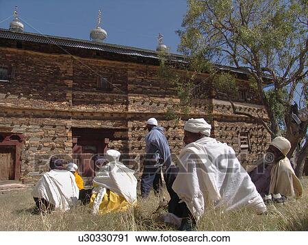 Stock Image - monastery, person, damo, debre, ethiopia, people. Fotosearch