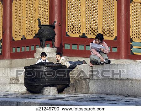 Stock Image - mother, sport, korea, children, person, people. Fotosearch
