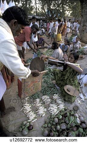 Stock Image - mubaghal, person, market, village, india, people. Fotosearch