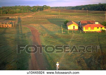 Picture - pantanerio, ranch, returns, cowboy, house. Fotosearch