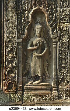 Stock Image - person, apsara, carving, cambodia, people. Fotosearch