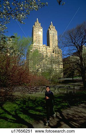 Stock Image - person, time, jogging, male, spring. Fotosearch