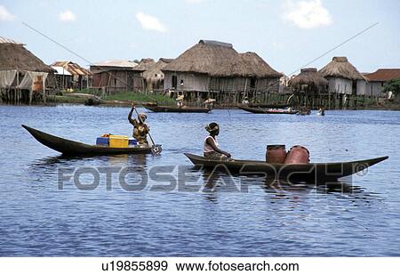 pirogues, person, paddling, benin, women, people View Large Photo Image Stock Photo - pirogues, person, paddling, benin, women, people. Fotosearch
