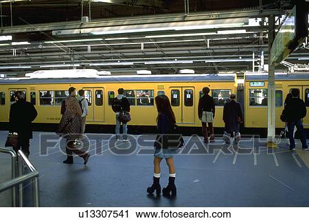 platform, people, station, train, japanese, fashion View Large Photo Image Stock Image - platform, people, station, train, japanese, fashion. Fotosearch