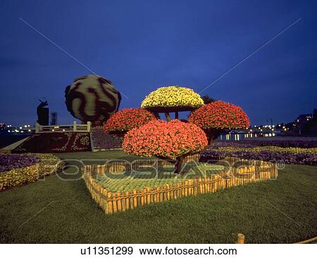 Stock Photo - port, globe, old, mosaiculture, art, flowers. Fotosearch