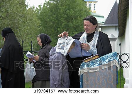 Stock Photo - pskov, person, monastery, pechersky, russia, people. Fotosearch