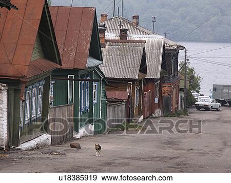 Stock Photo - russia, house, 7926, home, person, people. Fotosearch