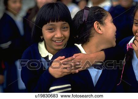 Stock Image - school, girls, guatemalian, children, people. Fotosearch