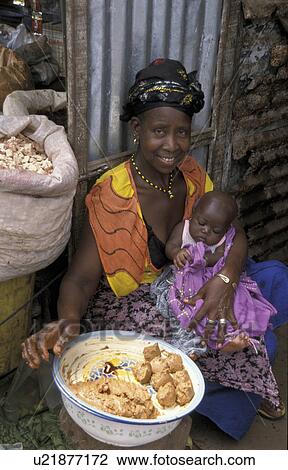 Stock Image - seller, person, butter, peanut, gambia, people. Fotosearch