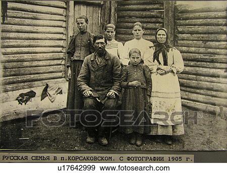 Stock Photo - settler, people, russia, person, vintage, family. Fotosearch