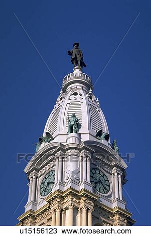Stock Image - tower, city, pa, philadelphia, hall, old. Fotosearch