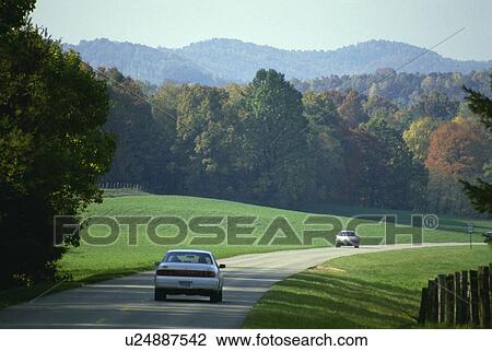 Stock Image - turns, ridge, virginia, southern, parkway, blue. Fotosearch
