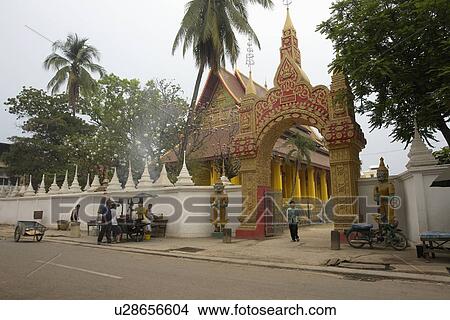 Picture - vientiane, person, mixai, wat, laos, people. Fotosearch