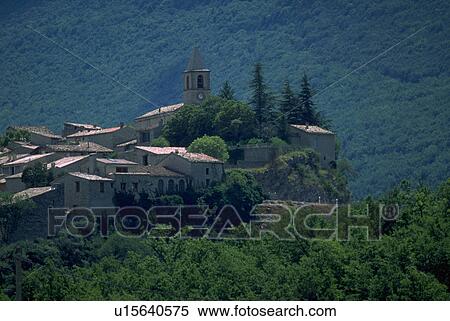 Stock Photography - vineyard, buildings, valley, hilltop, chapel, stone. Fotosearch