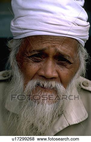 Stock Photo - white, patriarch, indonesia, bali, island, turbaned. Fotosearch