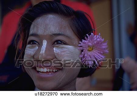 Stock Image - woman, beauty, girl, people, flower. Fotosearch