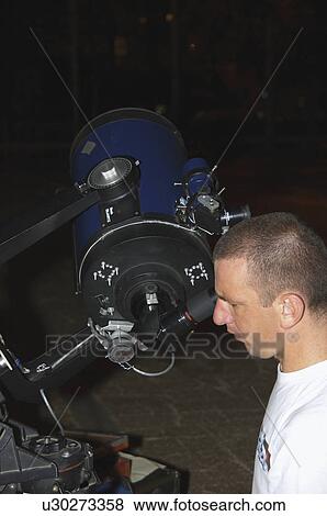 Stock Photo - abstruse, telescope, astronomy, look, male, boy. Fotosearch
