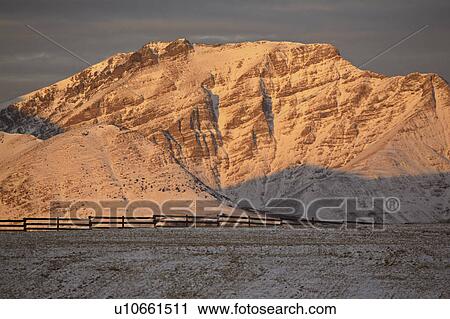 Stock Image - alberta, mountains, covered, snow, winter, rocky. Fotosearch