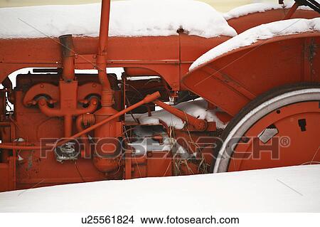 antique, old, tractor, farm, snowdrifts View Large Photo Image Picture - antique, old, tractor, farm, snowdrifts. Fotosearch