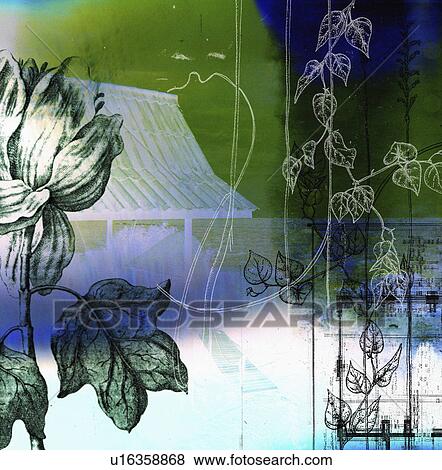 Stock Photo - balanced, botanical, construct, elements, architectural, collage. Fotosearch