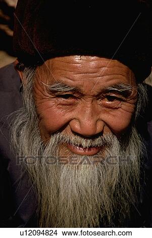 Picture - beard, asia, china, western, male. Fotosearch