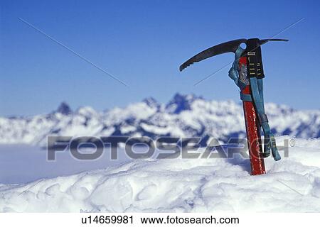 Stock Image - blue, hiking, mountain, snow, equipment, climbing. Fotosearch
