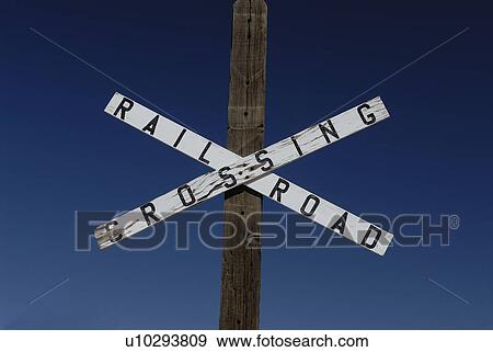 blue, railroad, sign, warning, crossing, old View Large Photo Image Stock Photo - blue, railroad, sign, warning, crossing, old. Fotosearch