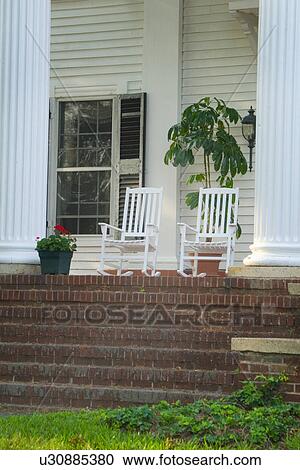brick, porch, steps, house, wood, rockers View Large Photo Image Stock Image - brick, porch, steps, house, wood, rockers. Fotosearch