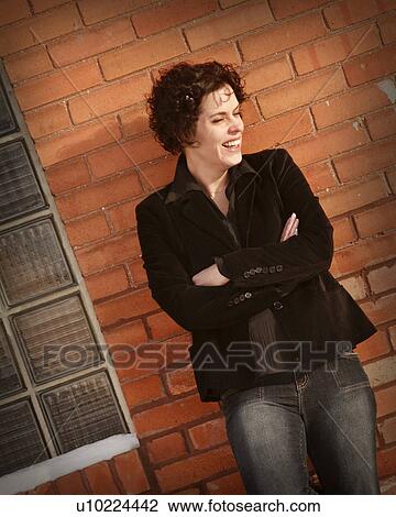 Stock Image - brick, poses, canada, jaw, moose, model. Fotosearch