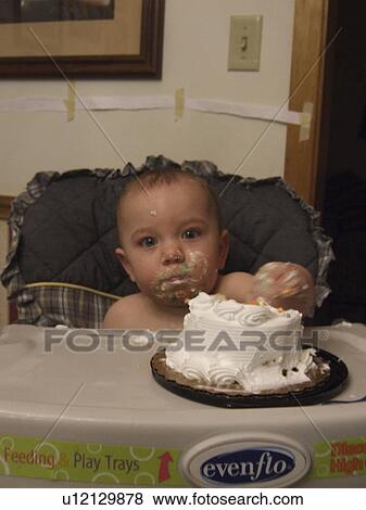 Stock Photo - cake, blunt, portrait, birthday, baby. Fotosearch