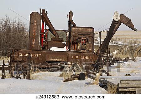 Stock Image - canada, cockshutt, saskatchewan, scenic, combine, old. Fotosearch