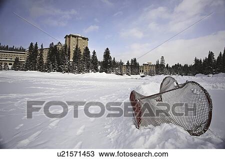 Stock Image - canada, lake, alberta, winter, louise, chateau. Fotosearch