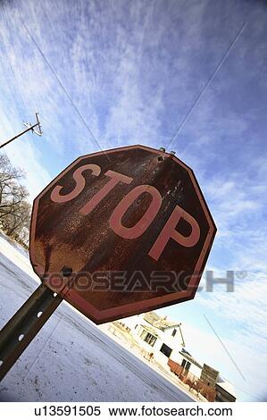 Stock Photography - canada, stop, saskatchewan, girwin, sign, rusted. Fotosearch