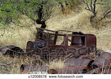 Stock Photo - car, highlands, desert, body, rusting. Fotosearch