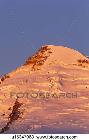 Stock Photo - cascade, landscape, sunrise, baker, mountain, pink. Fotosearch