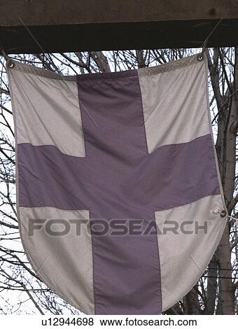 Stock Photo - catholic, flag, lukes, cross, purple, easter. Fotosearch